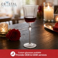 Calice da Vino in Cristallo CRYSTAL 290ml, Artigianale con Scanalature Verticali, per Hotel, Ristoranti, Banchetti, Logo Personalizzato, Vendita all'Ingrosso