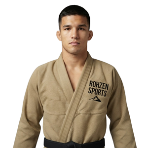 Kimono de judo Rohzen pour hommes, 100% coton, coupe classique, durable, léger, vêtements d'arts martiaux pour adultes, couleur unie, beige, noir - Product Image 5