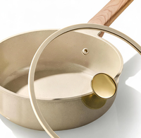 Poêle à frire en céramique antiadhésive avec couvercle, sans PFAS/PTFE ajoutés de manière volontaire, poêle de chef non toxique, compatible induction