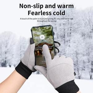 Guantes de Esquí Unisex de Talla Grande para Invierno, Calefactables, Antideslizantes, de Lana, Aislantes, Gruesos, de Secado Rápido, Transpirables, con Cierre de Velcro - Product Image 3