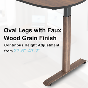 Escritorio Eléctrico Ergonómico Moderno de Una Pieza, Ovalado, Ajustable en Altura, de 48x24 Pulgadas, con Superficie de Nogal para Oficina en Casa - Product Image 3