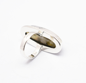 Natural Labradorite Gemstone Ring 92.5 Sterling Silver Top Quality Loose Gemstone Cabochon Crystal Ring <b>Christmas</b> <b>Gift</b> - Product Image 3