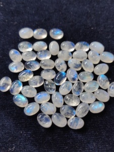 Natural <b>Rainbow</b> Moonstone Oval 3x5mm Cabochon Flat Back Blue Flashy <b>Top</b> Quality Loose Gemstone - Product Image 3