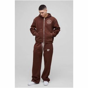 Pull à capuche en coton biologique 100% pour hommes, long sweat-shirt d'hiver avec motif solide, broderie perlée 3D, motif bricolage - Product Image 5