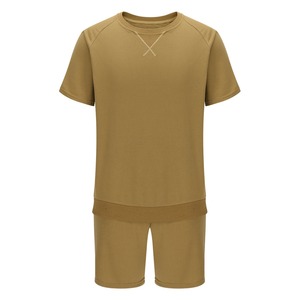 Vente en gros OEM personnalisé été couleur unie hommes chemise revers short à manches courtes sport décontracté été hommes deux pièces ensemble - Product Image 5