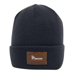 Royal Blue Acrylic Winter Warm <b>Beanie</b> <b>Hat</b> with Custom Embroidered Logo and Bows Pattern Solid Color Custom Label for <b>Men</b> Women - Product Image 2