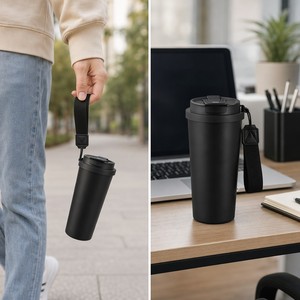 Borraccia Termica Sottovuoto da 20oz per il Pendolarismo - Tazza da Auto con Cannuccia per Bere con una Mano - Tazza da Viaggio Professionale con Cordino Rinforzato - Product Image 5
