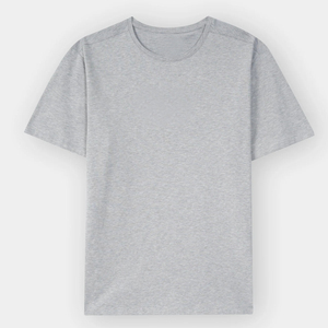 100% camisetas de algodón de estilo informal personalizables para hombres, Jersey gris, serigrafía transpirable, patrón sólido, suministro directo - Product Image 1