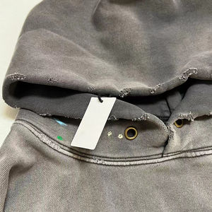 Ropa de calle, sudaderas con lavado ácido térmico desgastado personalizado, sin cuerda, 100% algodón, sudaderas con capucha para hombre, sudaderas con capucha holgadas de gran tamaño para hombre - Product Image 3