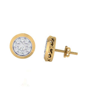 Pendientes de Botón Redondos de Oro Certificado con Diamantes Reales, 0.34ct de Peso Total, 20 Piedras, Pureza 14Kt/18Kt - Product Image 3