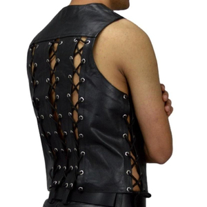 Chaleco de cuero sin mangas de invierno para hombre, ropa exterior informal de tela cómoda profesional de diseño personalizado para montar en moto - Product Image 2