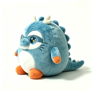 Peluche dragon bleu personnalisée, peluche dragon masqué super-héros, coussin dragon mignon, peluche dragon style Squishmallow - Product Image 4
