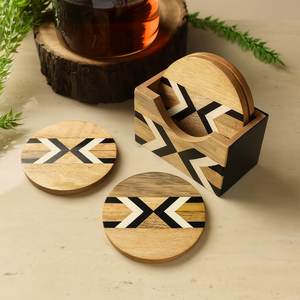 ชุดจานรองแก้วไม้สี่เหลี่ยมจากไม้กระถินเทศพร้อมที่วาง |   แผ่นรองแก้วทำมือ |   ของตกแต่งโต๊ะไม้ธรรมชาติ - Product Image 6