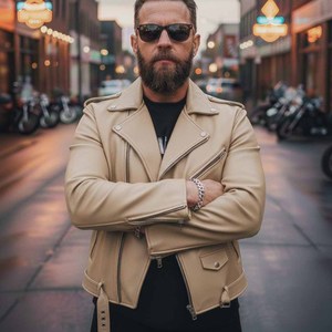 Blouson de moto en cuir pour homme à capuche motif écossais Mode été pour garçons et hommes - Product Image 3