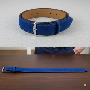 Épingle en cuir suédé bleu marine de première qualité Divine International Design personnalisé pour boucle de ceinture Style décontracté Matériau en peau de vache - Product Image 6