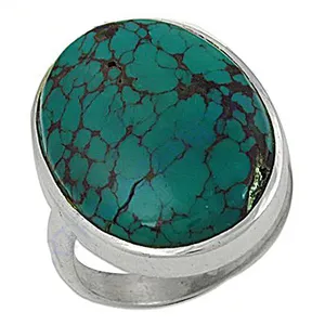 Bague en argent sterling 925 plaqué or rose avec pierre turquoise - Bijou élégant et tendance de style hip-hop pour femmes - Product Image 1