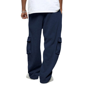 Pantalons de survêtement épais et amples pour hommes, respirants, couleur unie, de haute qualité, pantalons pour hommes, pantalons surdimensionnés, coupe ajustée, lavés - Product Image 2