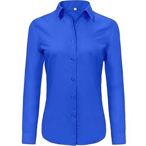 Camisa de Vestir de Manga Larga a Cuadros Vintage para Mujer, Cierre de Botones, Blusa 100% Algodón Transpirable con Cuello Marinero para Verano - Product Image 1