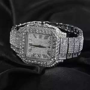Montre unisexe en diamant moissanite VVS1 de haute qualité, vente chaude, bracelet en acier inoxydable et cuir, mouvement ETA, montre glacée hip hop - Product Image 4