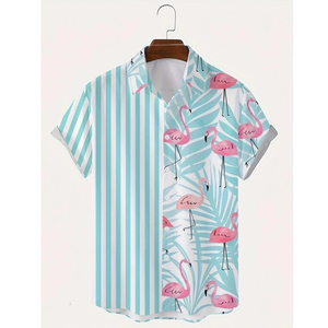 เสื้อเชิ้ตแขนสั้นผู้ชาย คอปกพับได้ ป้องกันริ้วรอย ป้องกันรังสียูวี ทรงหลวม สวมใส่สบาย ผลิตจากโพลีเอสเตอร์/คอตตอน สไตล์ลำลอง - Product Image 1