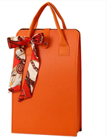 Bolsas de Vino Rojas Bordadas en Piel Sintética para 2 Botellas, Regalo Empresarial, Porta Botellas de Vino de Lujo