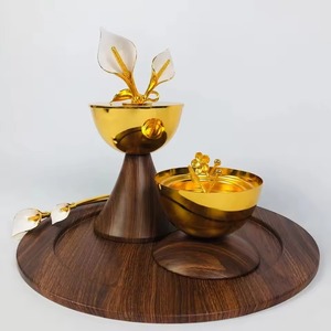 Ensemble de porte-encens en bois artisanal avec plateau et bol, idéal pour l'ambiance de la maison et l'accueil des invités, provenance d'Inde - Product Image 1