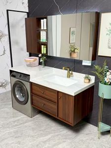 Modern Customized Fluted Simple Style of Double Drawer CoffeeBathroom <b>Cabinet</b> with Double Drawer Sintered Stone Basin Mirror Cab - Product Image 4