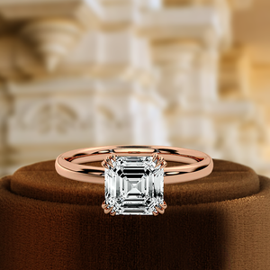 Bague de fiançailles et de mariage classique en or jaune 14 carats massif, taille Asscher 1,5 carat, certifiée IGI, 12 griffes, cadeau de fête - Product Image 4