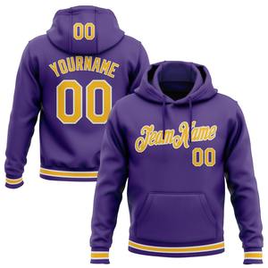 Direct Industry Wholesale 3D Embroidered Custom Stitched Purple Gold-<b>White</b> Sports Pullover <b>Sweatshirt</b> Hoodie - Product Image 1