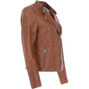 Vestes imperméables et coupe-vent en cuir véritable pour femmes, tendance, personnalisées, teintes unies, automne-hiver, design à col rabattu - Product Image 2