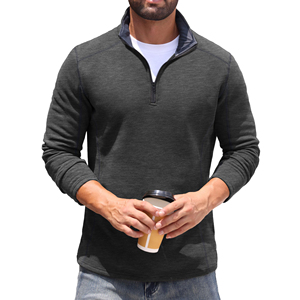 Modern Streetwear Regular Fit Quarter Zipper <b>Sweatshirt</b> Stand Collar <b>Zip</b> up Pullover Trendy Fashion Casual Outerwear <b>Sweatshirts</b> - Product Image 3