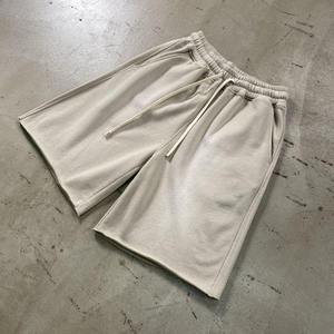 Pantalones cortos vintage lavados con ácido de verano para hombre, 100% de algodón, de felpa francesa, informales, sólidos, de secado rápido, transpirables, Vintage - Product Image 3