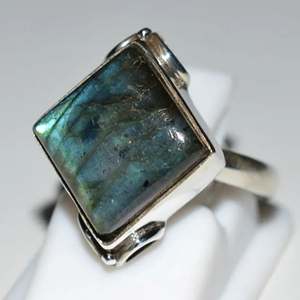 925 Sterling Silver Handmade <b>Ring</b> <b>Labradorite</b> Inlay Cushion Shape Boho Style November Birthstone Jewelry Perfect Gift for Her - Product Image 2