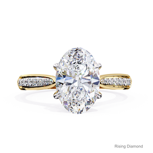 Bague de fiançailles en diamant taille ovale de 4.6 ct cultivé en laboratoire en or jaune cadeau d'anniversaire pour sa bague en diamant CVD - Product Image 1