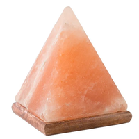 Lámpara Decorativa de Sal del Himalaya con Base de Madera, USB, LED, Hecha a Mano, Ecológica, Relajante, Purificadora de Aire Natural, Cristal de Sal