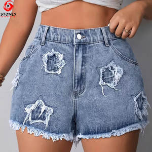 Shorts Vaqueros Casuales de Verano para Mujer, Estilo Urbano, con Cordón, Desgastados, con Bolsillos - Product Image 5