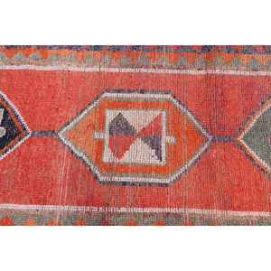 2.9x9.8 ft <b>Runner</b> Vintage Rug, Turkish Rug, <b>Red</b> Black Southwestern Wool Rug - Product Image 5