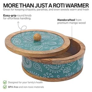 กล่องไม้สำหรับใส่จาปาตีพร้อมฝาปิด สำหรับการจัดโต๊ะอาหารที่สวยงามและมีประโยชน์ กล่องเก็บจาปาตีไม้แท้ ราคาดีที่สุด - Product Image 2