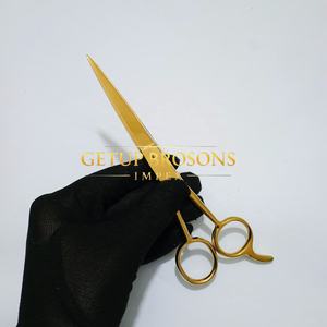 Tijeras de Peluquería Profesionales de Acero Inoxidable para Diestros, Color Dorado, Mango Largo, Punta Redonda y Afilada, Calidad de Salón - Product Image 5