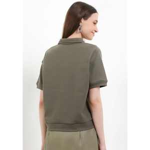 100% Polo blanc de luxe en coton de qualité supérieure avec broderie personnalisée et logo d'impression Polo Olive pour femme - Product Image 3