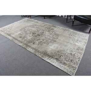 Alfombra Turca Grande de 5.3x9.4 pies, Alfombra Vintage, Alfombra con Diseño de Plantas y Árboles Grises - Product Image 1