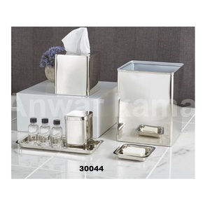 Silver Metal <b>Bathroom</b> <b>Accessories</b> 6 Pcs <b>Set</b> With Included Wastebasket Tissue Holder Soap Dish Amenity Tray for <b>Bathroom</b> Decor - Product Image 1