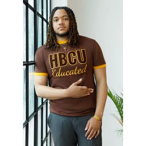 HBCU Educated Iota Brown <b>Gold</b> Chenille Embroidery T <b>Shirt</b> Soft Cotton Mens Tee Custom University Apparel Manufacturer Wholesale - Product Image 1