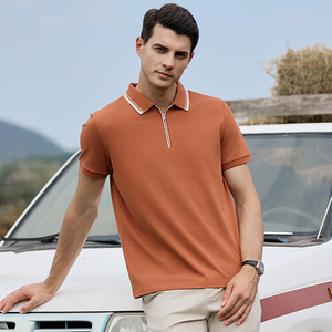 Polo personalizado de golf para hombre de lujo al por mayor, cuello tejido de algodón con cremallera y logotipo personalizado de alta calidad - Product Image 5