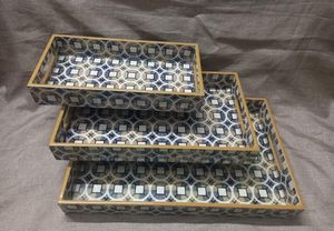 Bandeja de servicio de madera con estampado de esmalte de lujo, plato de Ramadán con caja acrílica, almacenamiento de frutas secas de lujo para el hogar, Hotel, restaurante - Product Image 2