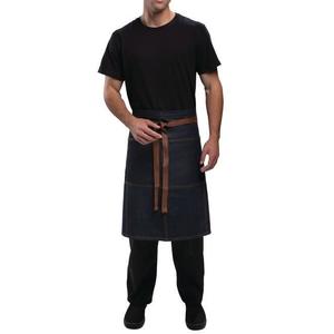 ผ้ากันเปื้อนผ้ายีนส์แขนกุดแบบมืออาชีพปรับโลโก้ได้สีดำสีฟ้าสีเขียวพร้อมสายรัดสีน้ำตาล - Product Image 3