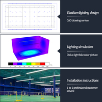 Lampu LED Anti Silau Berkualitas Tinggi untuk Lapangan Badminton Indoor, Lampu Lapangan Pickleball, Lampu Linear untuk Lapangan Padel Indoor