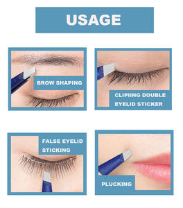 Kit de pinzas Puntas de fibra para extensiones de pestañas Tira curva individual Pestañas Ceja Pinza para el cabello Pinzas Nail Art Herramienta de maquillaje Logo - Product Image 4