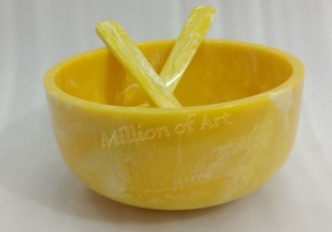 ชุดเสิร์ฟอาหารทำจากเรซิ่นปรับแต่งได้ชุดเซ็ตสลัดสีเหลืองงานแฮนด์เมด3D ศิลปะสมัยใหม่ของตกแต่งบ้านของขวัญที่สมบูรณ์แบบจากอินเดีย - Product Image 3