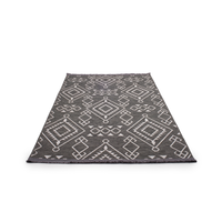 Tapis moderne en chenille rayée noire Anadolu, tissé, lavable, 7 mm, polyester et coton, antidérapant, adapté aux animaux domestiques, pour la maison, sur mesure